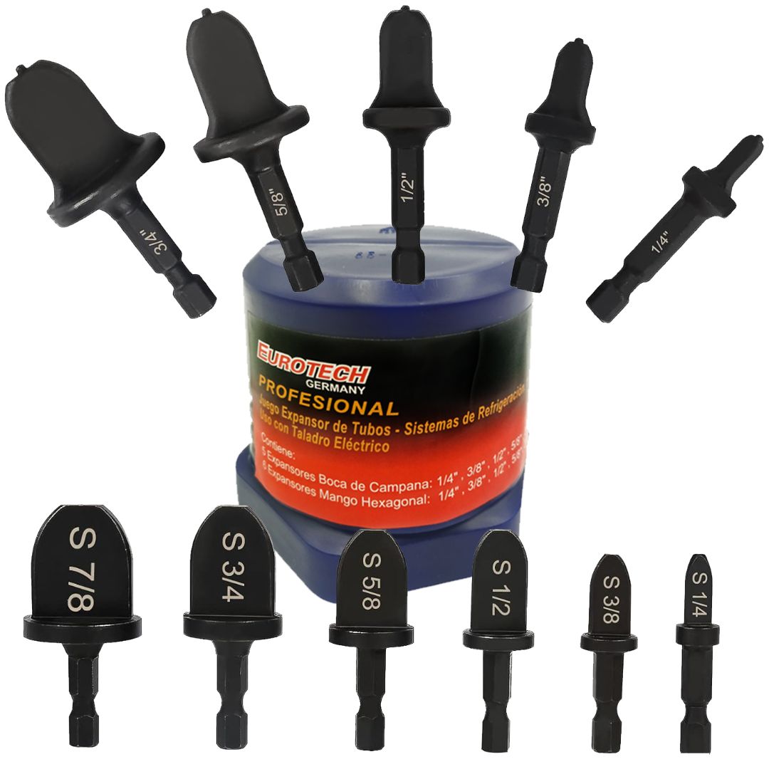Kit expansores de caños y tubos para taladro - 11 pcs.