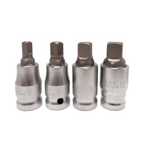 Puntas cortas cuadradas (Square) 1/2" - 10 12 14 17 mm. - 4 pcs.