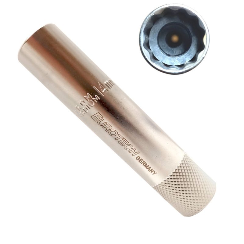 Dado Sacabujía largo (9 cms) - 14 mm - Enc 3/8"