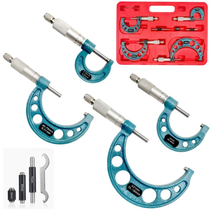 Kit micrómetros para exteriores x4 - 0 a 100 mm