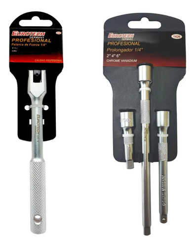 1/4'' Palanca De Fuerza + Prolongadores Alargues | Eurotech Gris