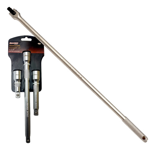 1/2'' Palanca De Fuerza Larga 61cm + Prolongadores. Eurotech Gris