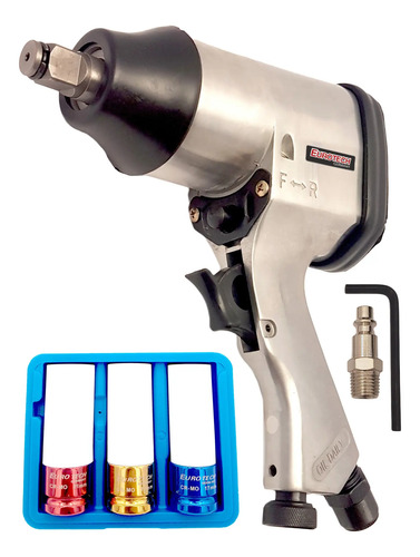 Pistola Llave Neumatica Enc 1/2 +  Tubos Impacto | Eurotech  Plateado