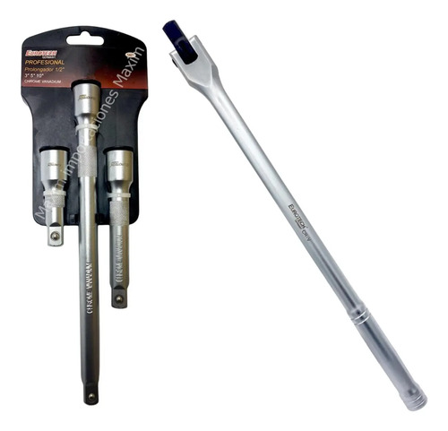 1/2'' Palanca De Fuerza 38cms + Set Prolongadores | Eurotech Gris